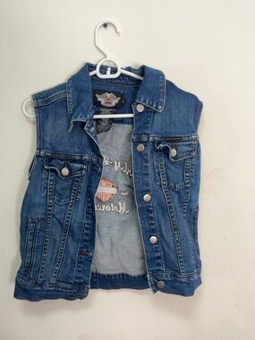 Harley-Davidson Denim Jacket in Blue with Embroidered Eagle Patch